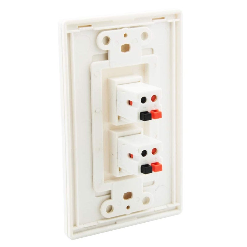 diyTech Premium 6 Speaker Wall Plate, Supports 6 Speaker Configurations, 1 Gang Screwless - White - Image 3